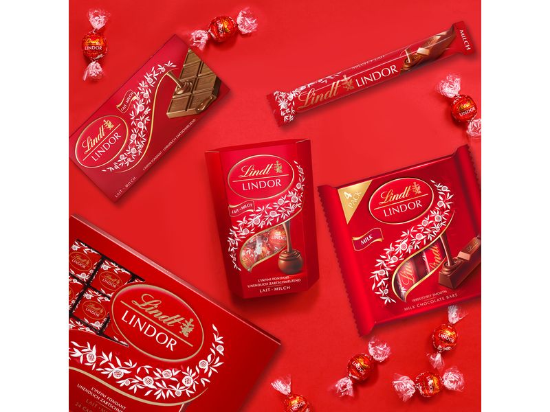 Lindt Schokoladen-Pralinen Lindor Kugeln Milch 1 kg Schokoladenpralinen mit cremiger Füllung