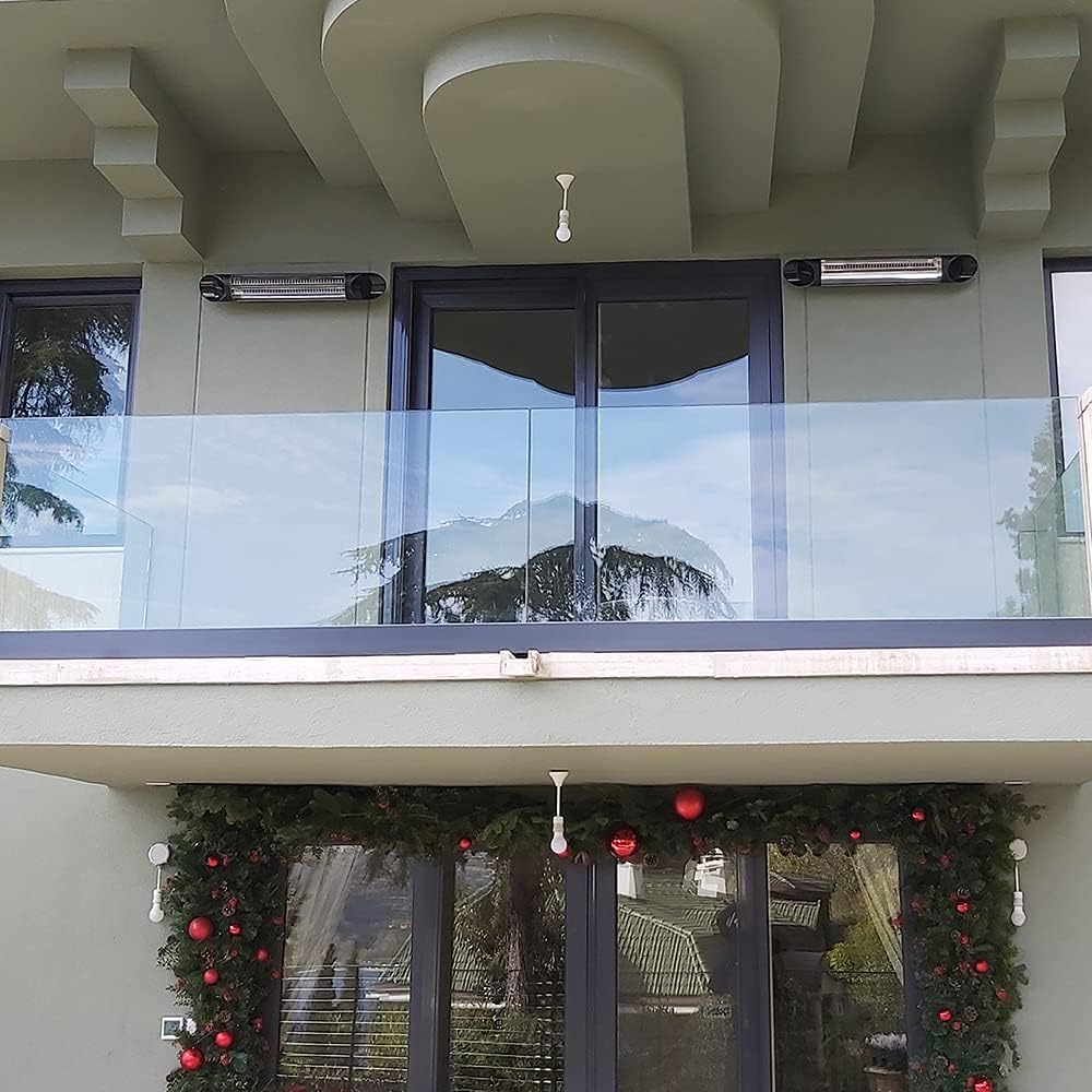VEITO| infrarot-Heizstrahler| Terassenstrahler| elektrisch| 3 Heizstufen mit Fernbedienung| 2500 Watt| IP55| Infrarotheizung | Umkippschutz| schwarz| Elektroheizung| Wandmontage