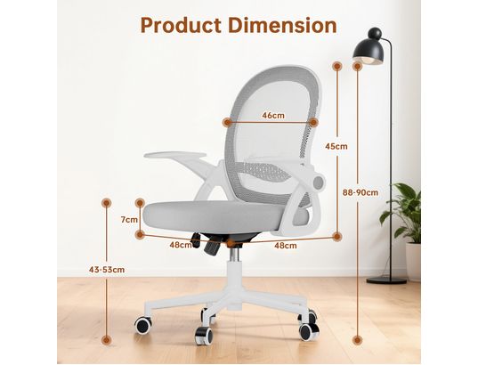 RATTANTREE - Chaise de bureau maille dossier moyen grise