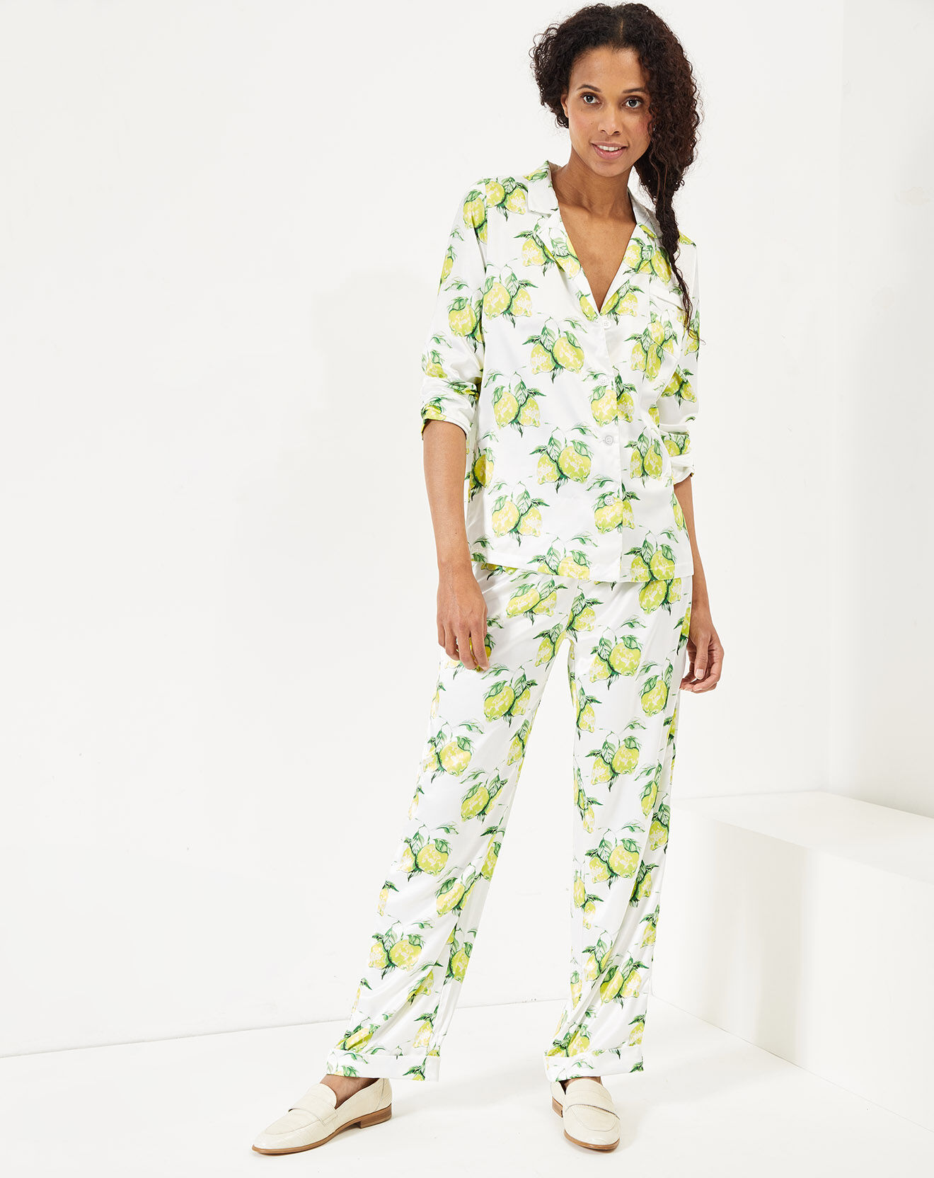 Quartier Latin Pyjama satiné Lemon blanc/jaune/vert