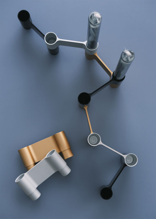 Studio About LINK, CANDLE HOLDER, MATT ALUMINIUM, 11060M 223