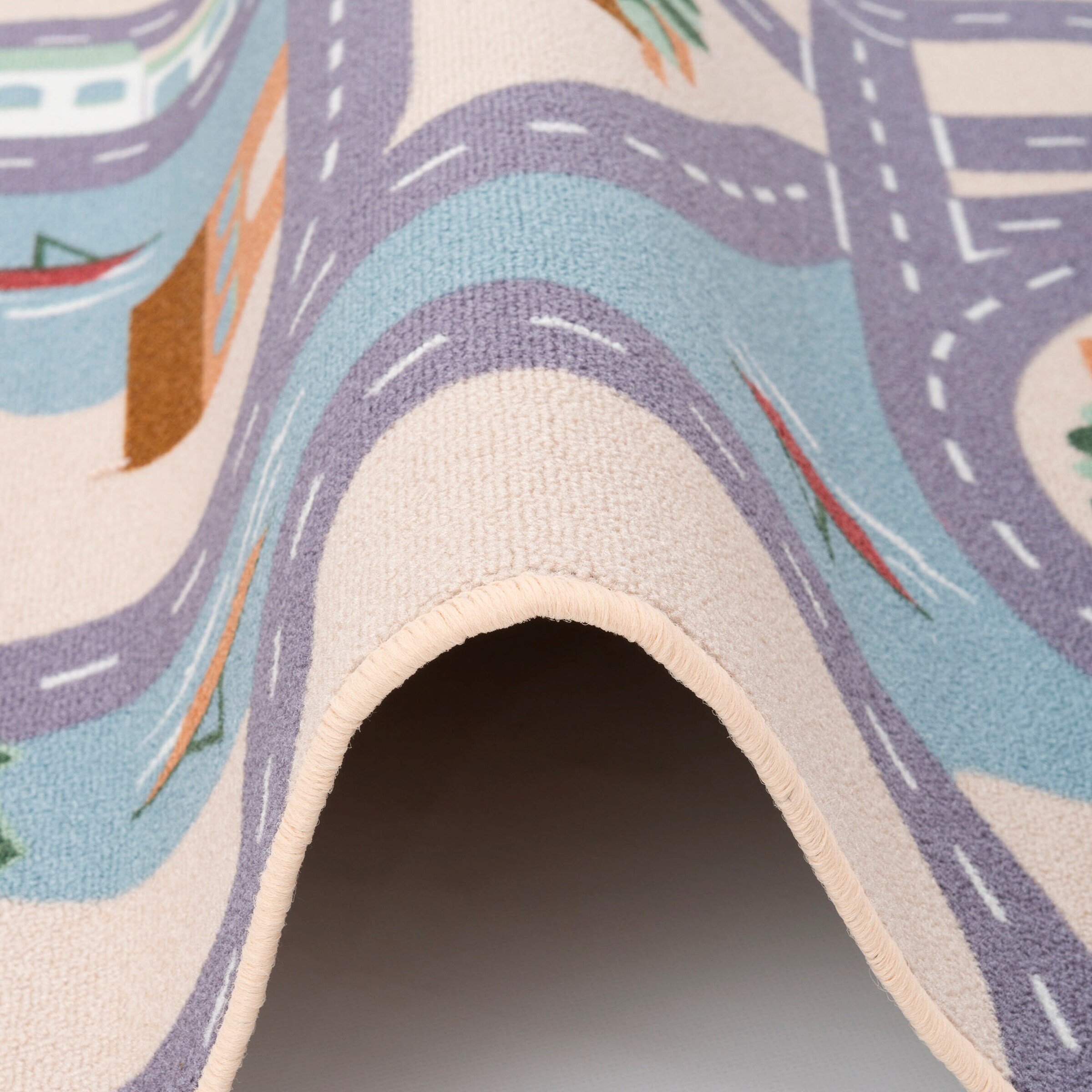 Snapstyle Kinder Spiel Straßenteppich Fun Town Beige Bunt