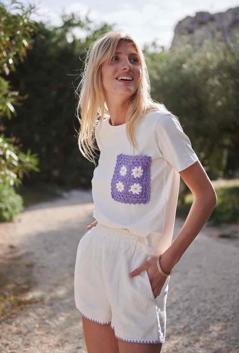 Anobel Copenhagen T-shirt With Crochet Pocket Q05
