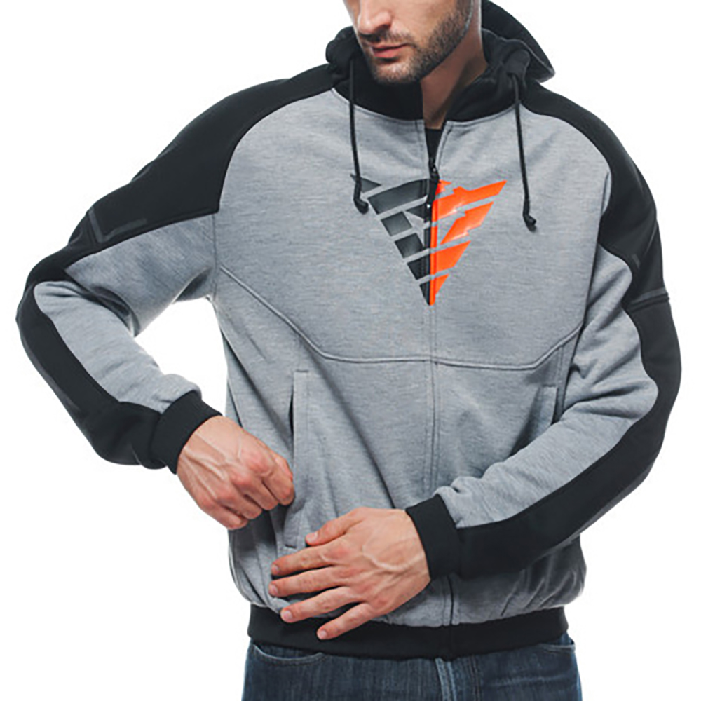 Dainese - Sweat Daemon-x Safety Full Zip Gris / Noir / Rouge fluo