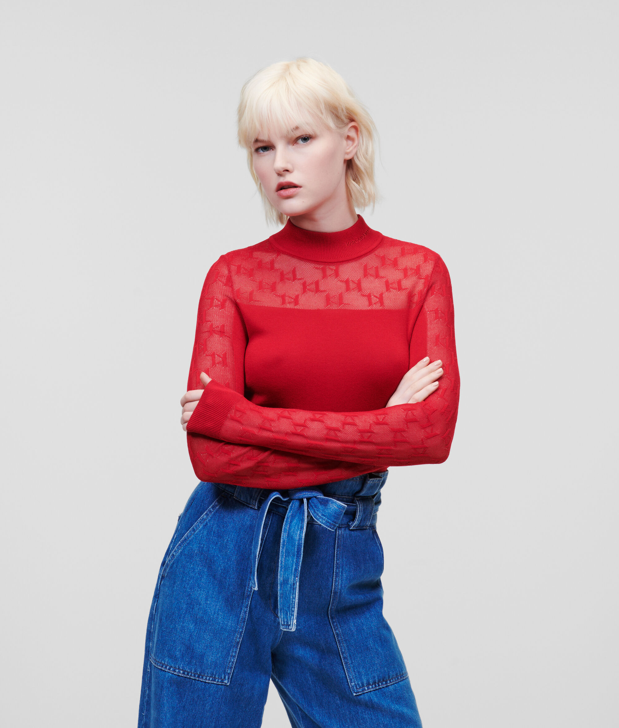 PULL LÉGER KL MONOGRAM À COL ROULÉ
