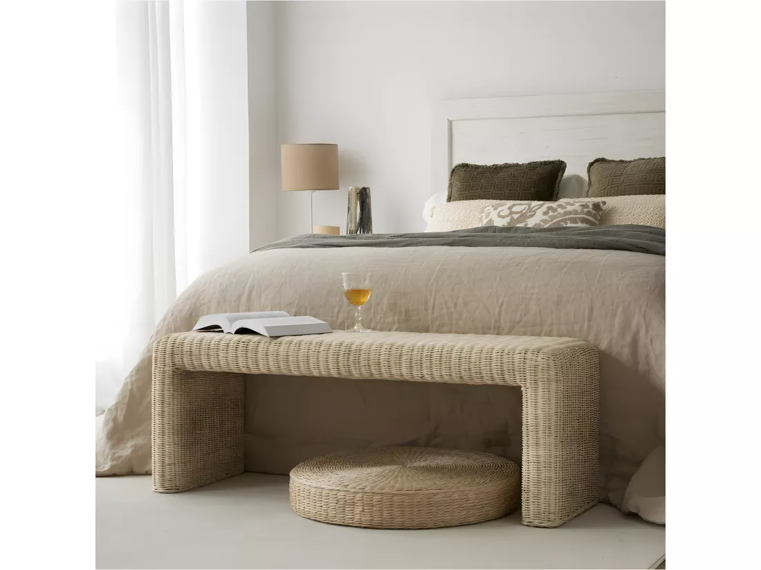 Banc en rotin naturel 120x45