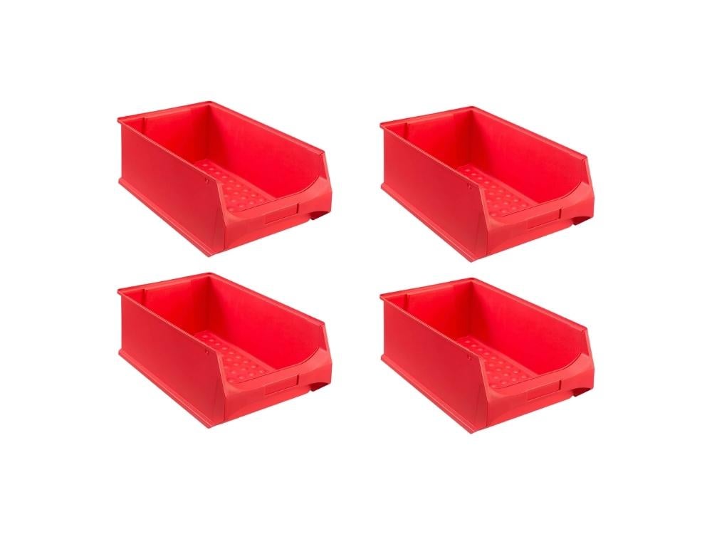 PROREGAL Super Saver Set 4x Rode Opbergdozen 5,0 HxBxD 20 x 30 x 50 cm 21,8 Liter Opbergdozen