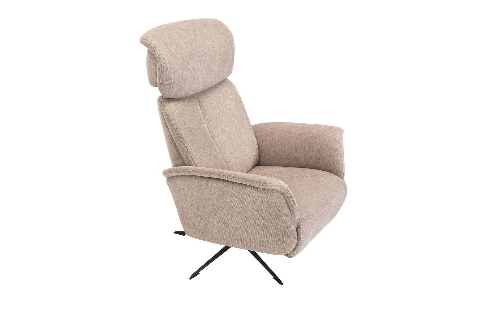 Sublim lenestol Manuell hvilefunksjon. Medium størrelse, tekstil Brego 3591 light brown. Sort orion sokkel.