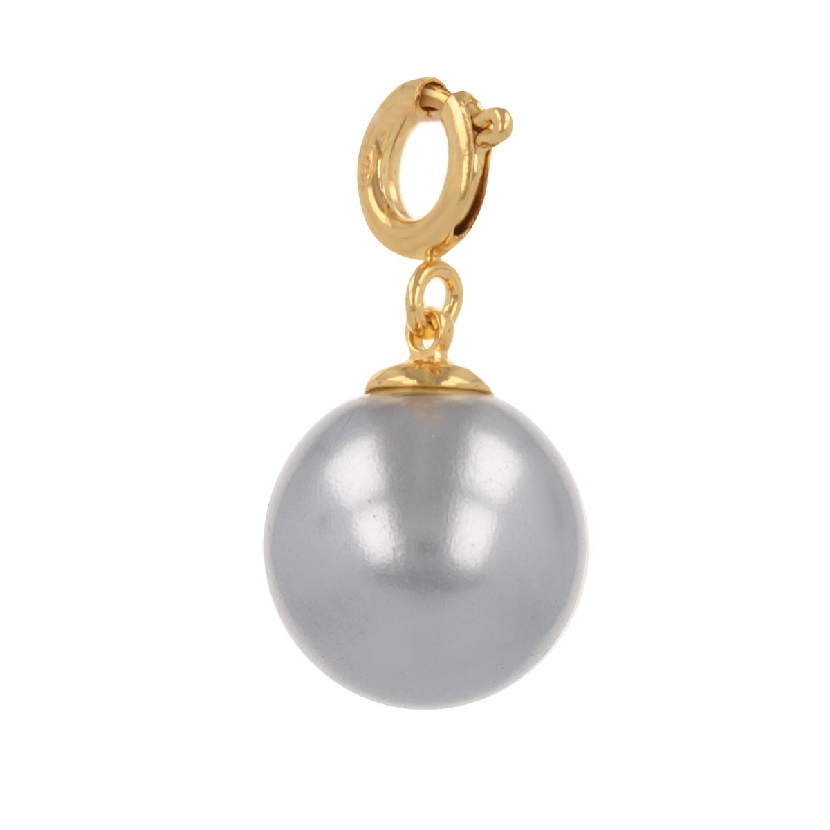 Pendentif plaqué or perle d'imitation grise 12MM