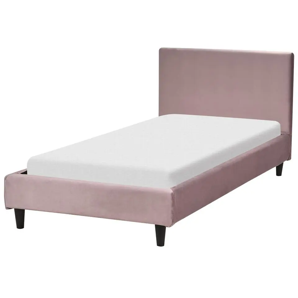 FITOU - Eenpersoonsbed - Lichtroze - 90 x 200 cm - Fluweel