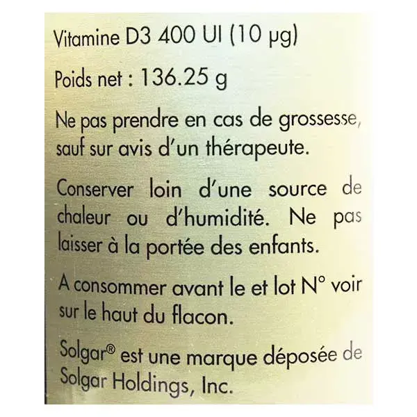 Solgar Vitamine D3 250 softgels