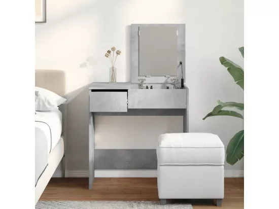 Coiffeuse avec miroir gris béton 73x46,5x120 cm