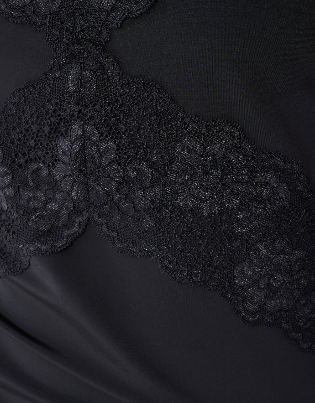 Lace Mix Singlet Zwart
