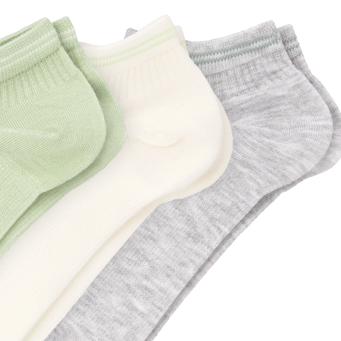 Gina Benotti 4 Paar Damen Sneaker-Socken im Set weiss / grau / grün