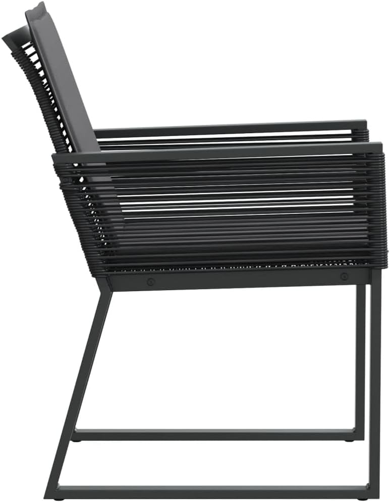 Gartenstühle mit Kissen 2 STK. Schwarz Poly Rattan PE Geflecht Stahlrahmen Bequem Langlebig Wetterfest