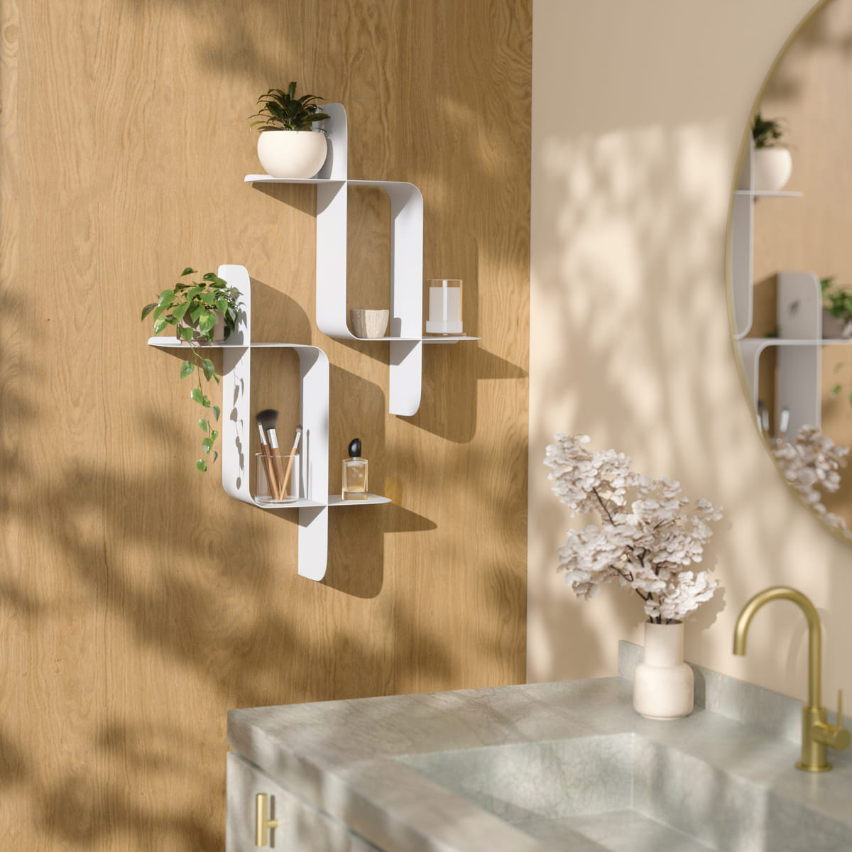 Wandplank Montage metaal wit - set van 2