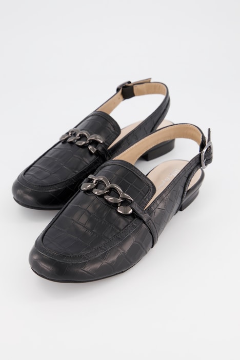 Leder-Mules, Kroko-Optik, Weite H