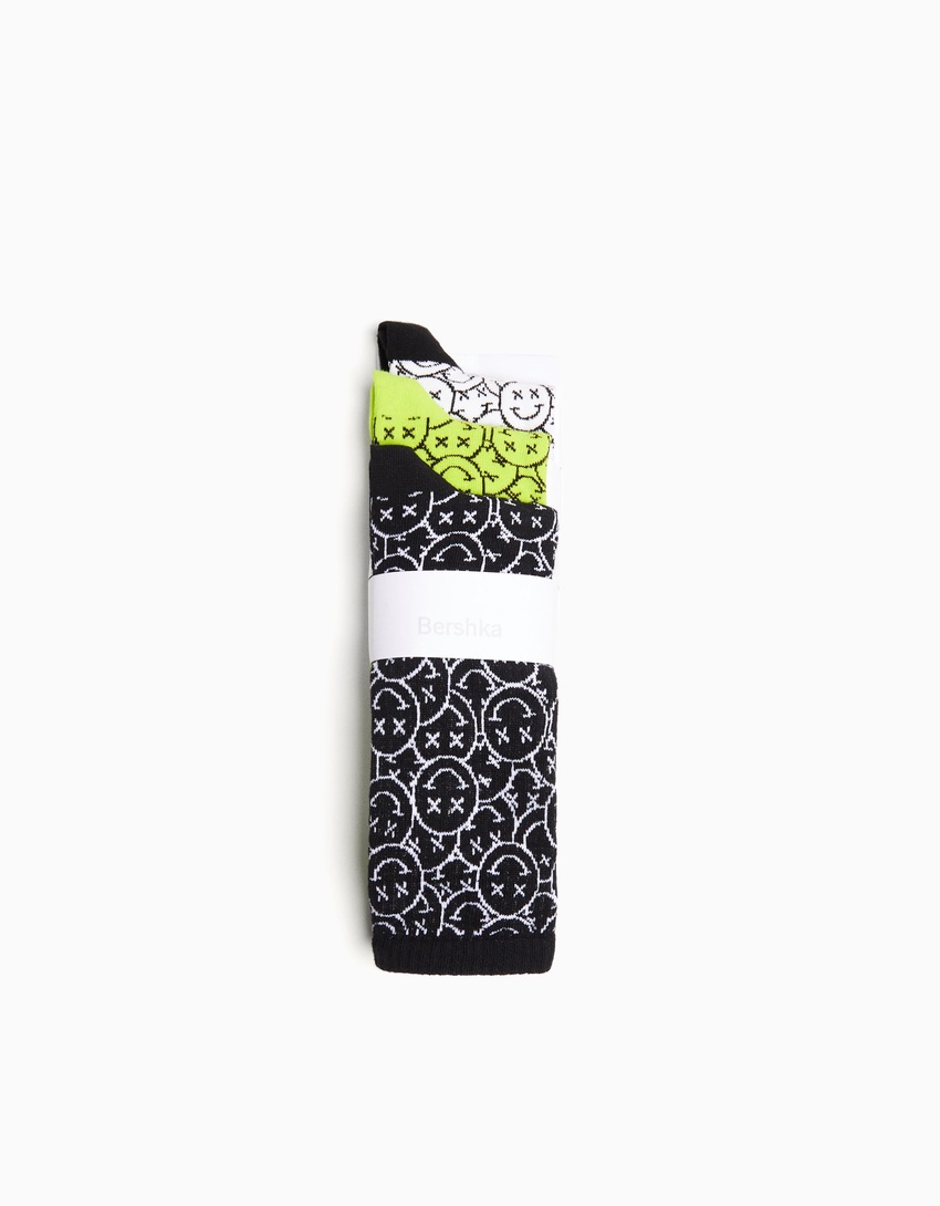 Pacote com 3 pares de meias estampadas