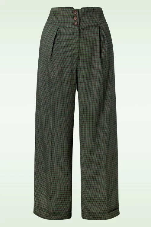 Banned Retro Jenny Check pantalon in groen