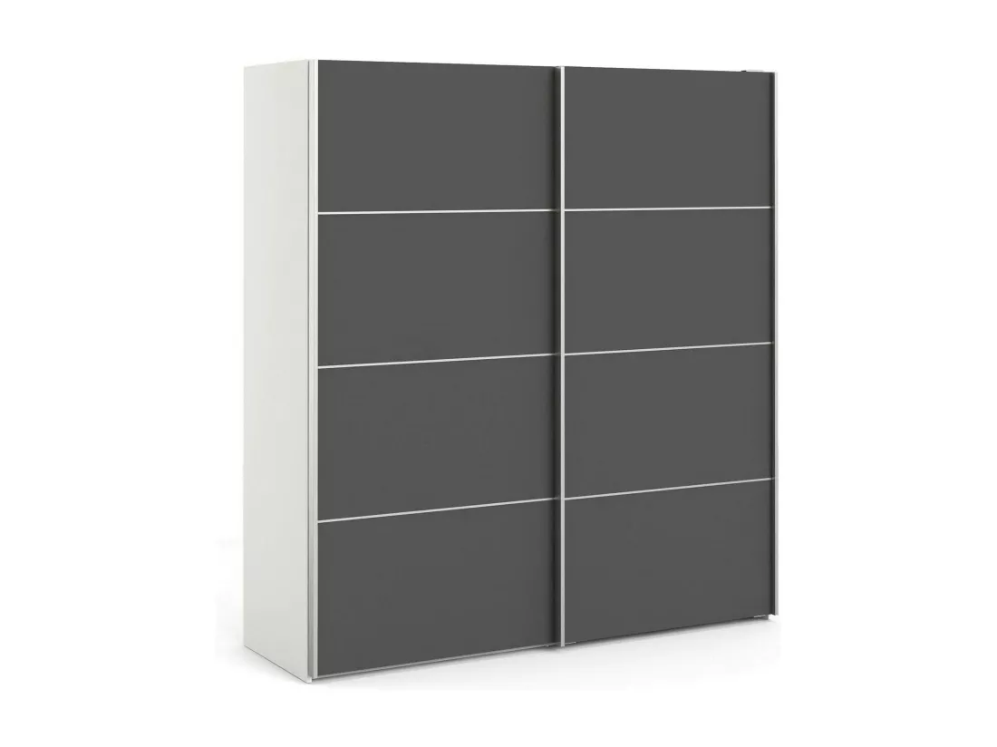 Garde-robe 2 portes Cassano, Meubles de chambre, Penderie de plain-pied, Placard à vêtements, 182x64 h202 cm, Blanc et gris