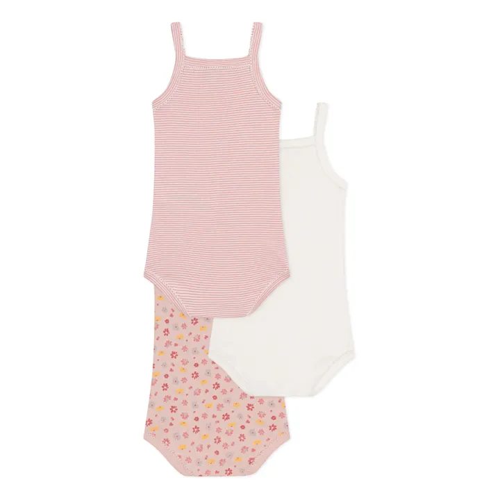 Petit Bateau Lot 3 Bodies Bretelles Pixie | Rose