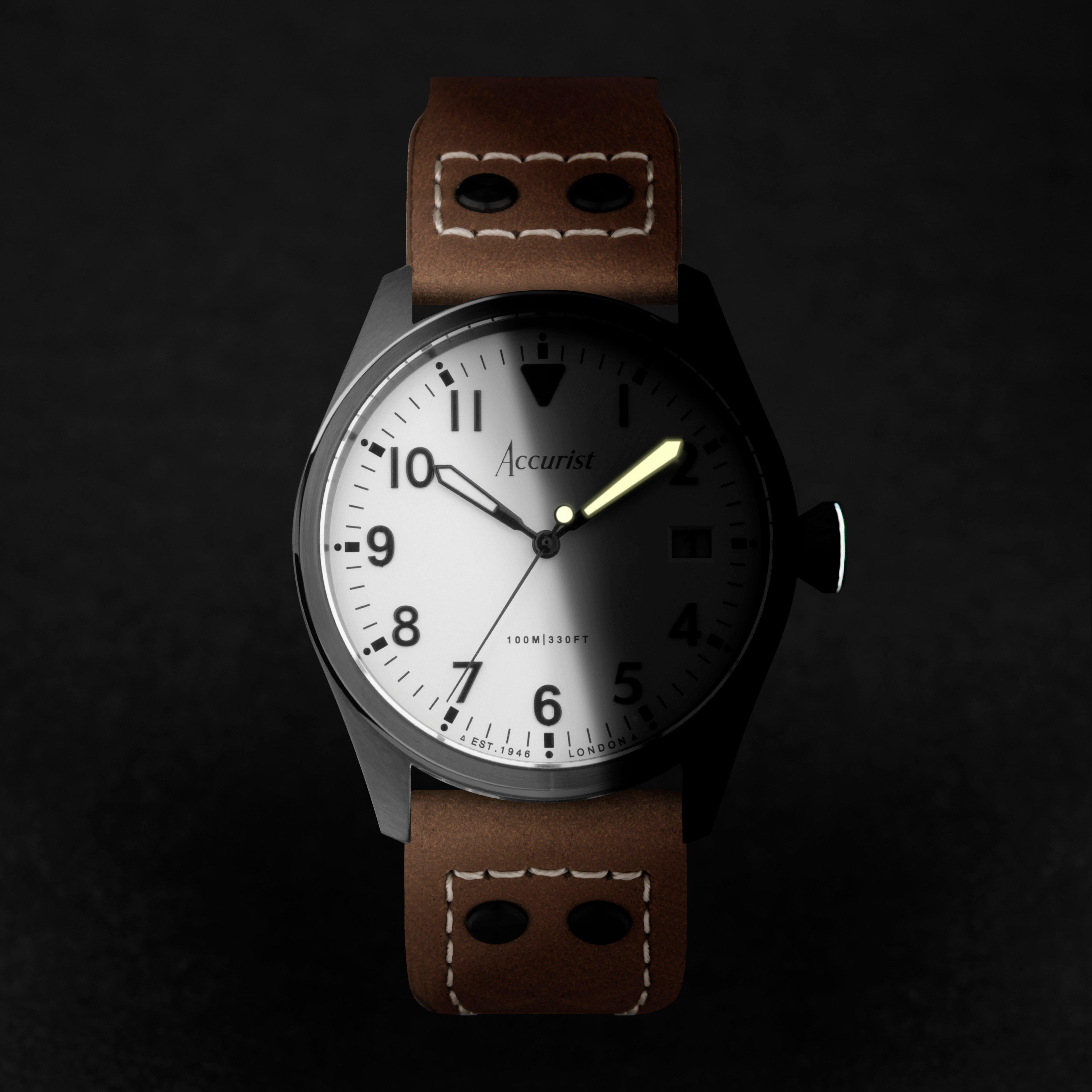 Accurist Aviation Mens Stainless Steel Classic Analogue Quartz Watch