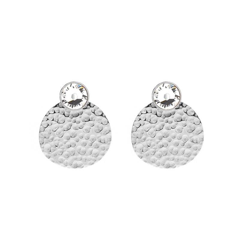 Boucles d'oreilles en acier argentées ornées de cristaux Swarovski avec pierres Crystal