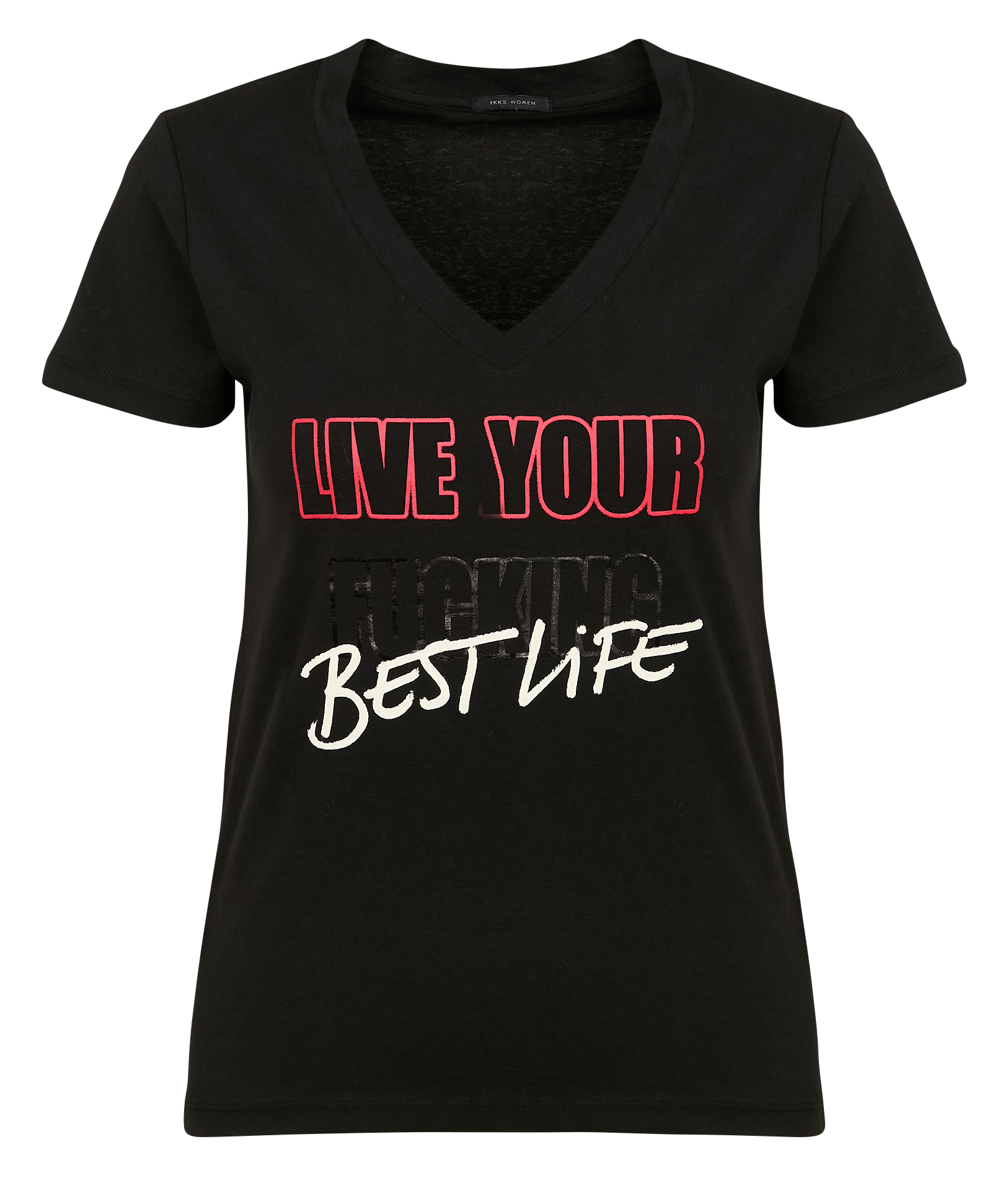 Tee-shirt droit col V en coton | Noir