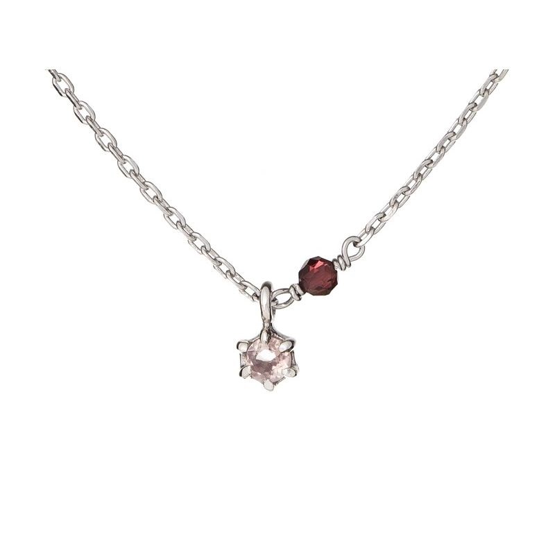 Collier Quartz Grenat argent rhodie