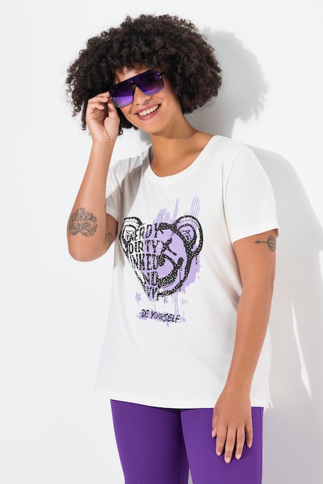 T-Shirt, Boxy Fit, Teddy-Motiv, Halbarm
