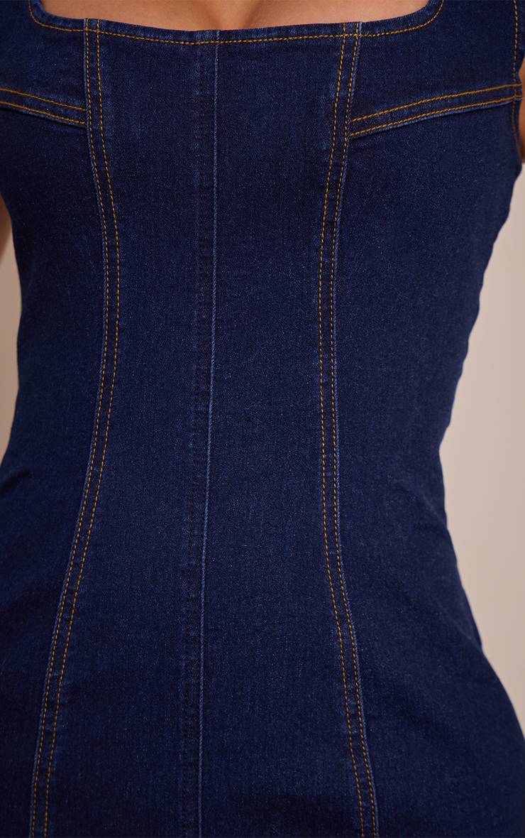 Bleu Indigo Robe Maxi Moulante En Denim Avec Détails De Coutures Petite