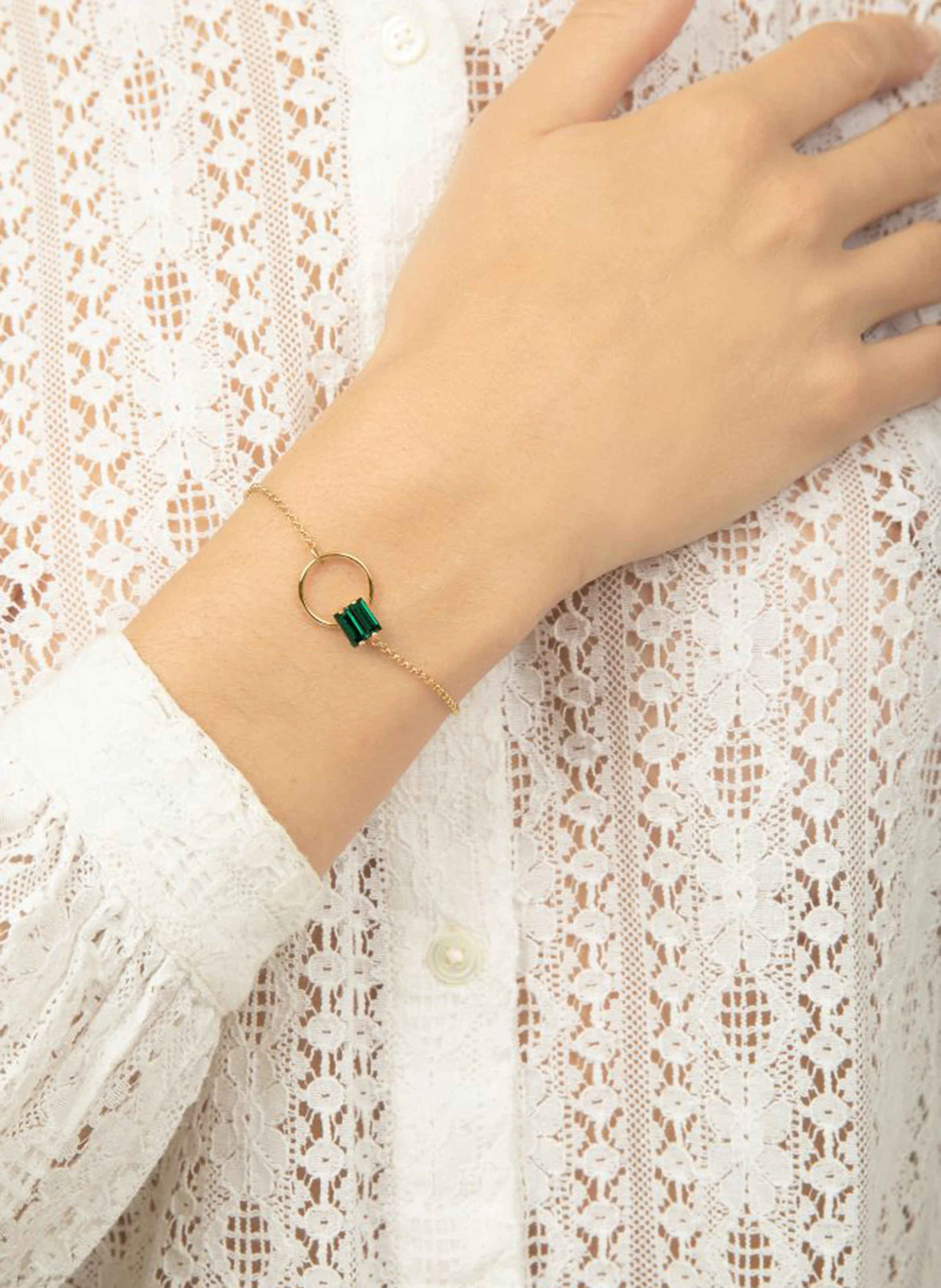 ZAZIE - Bracelet en laiton doré | Vert