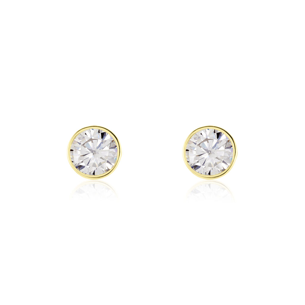 Boucles D'oreilles Puces Franze Or Jaune Oxyde De Zirconium