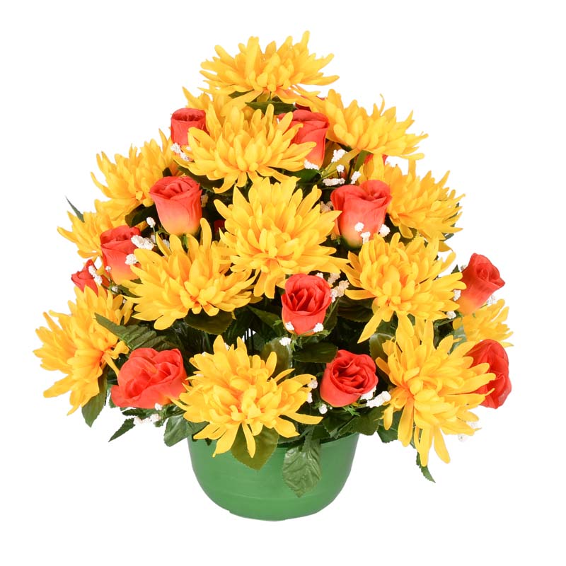 Potée de mums et de roses