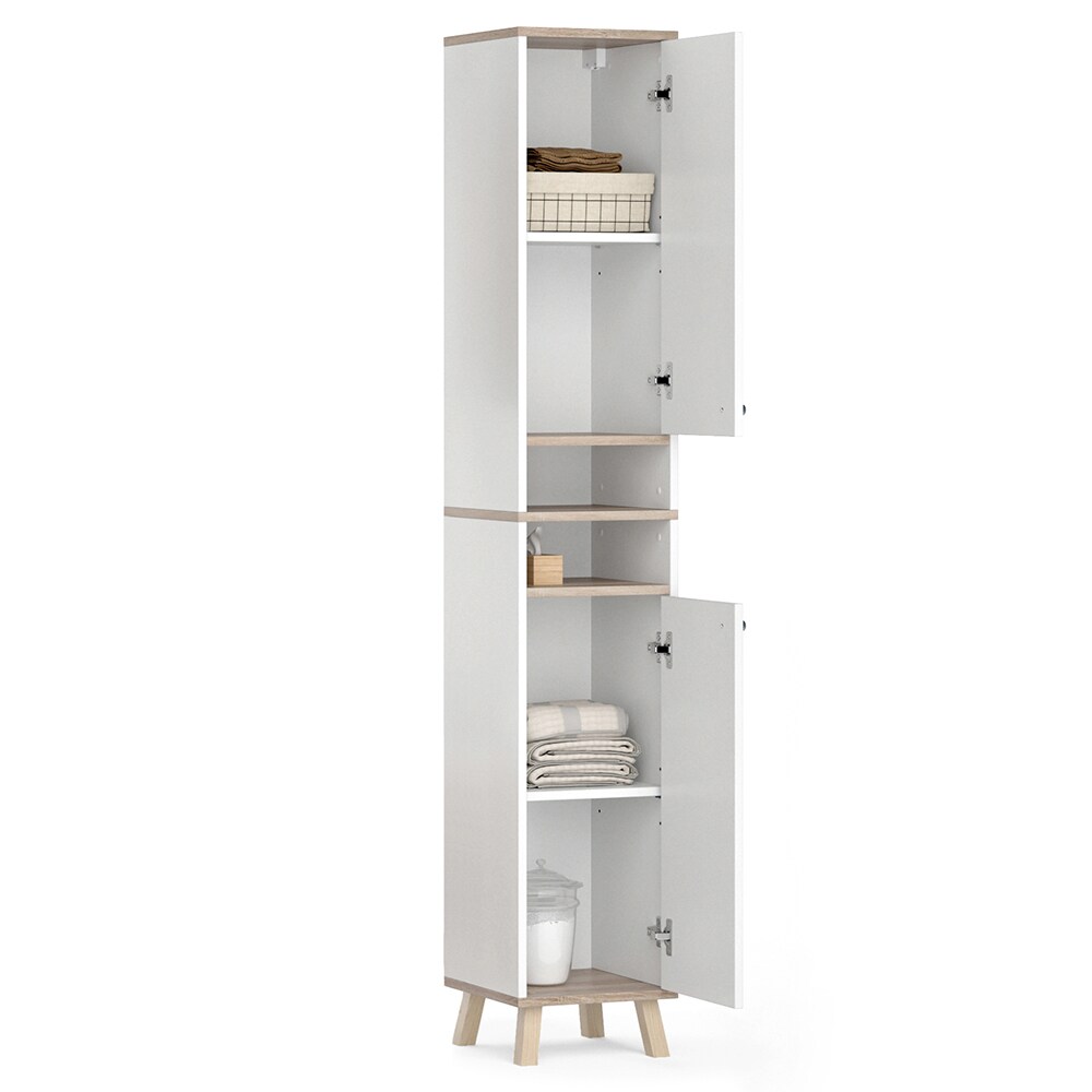 Vicco Hochschrank Badschrank Regalschrank Senyo Sonoma/Weiß Badezimmer Badmöbel