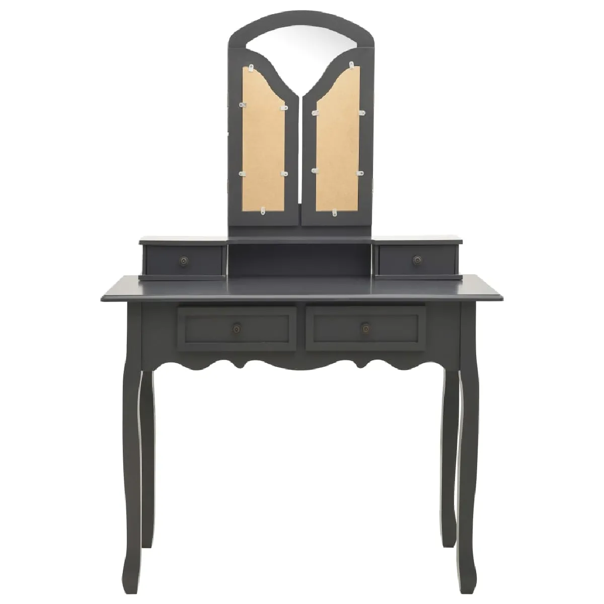 Coiffeuse Helloshop26 avec tabouret et miroirs - Gris