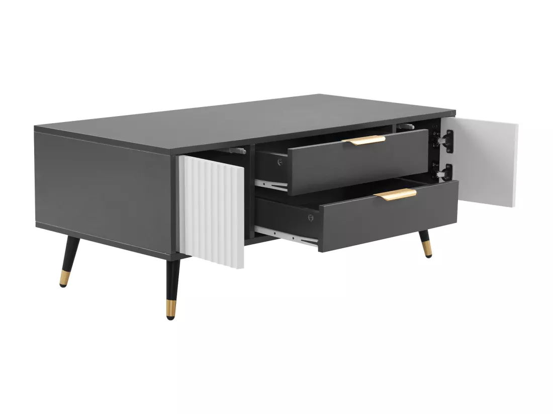 Table basse - avec 2 portes et 2 tiroirs - Gris