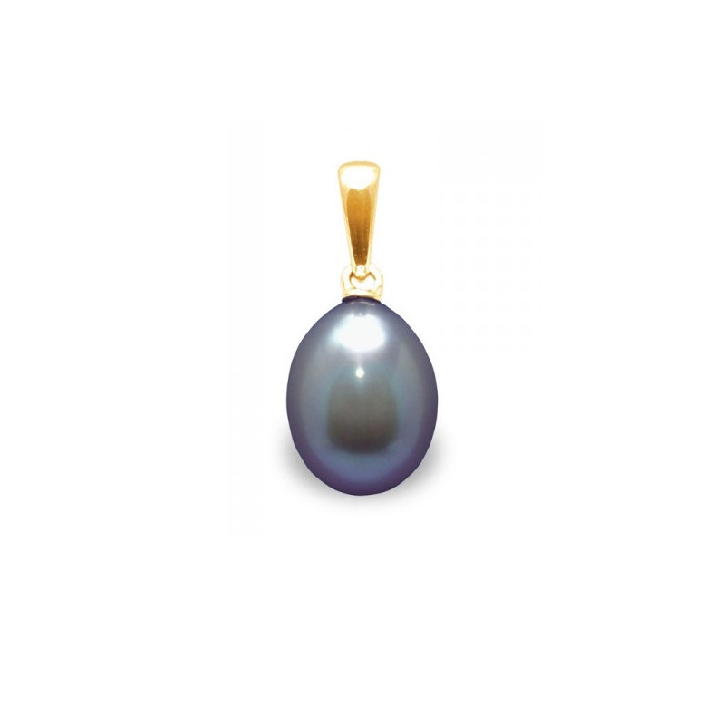 Pendentif Perle de Culture d'eau douce Noire et Or Jaune 750/1000