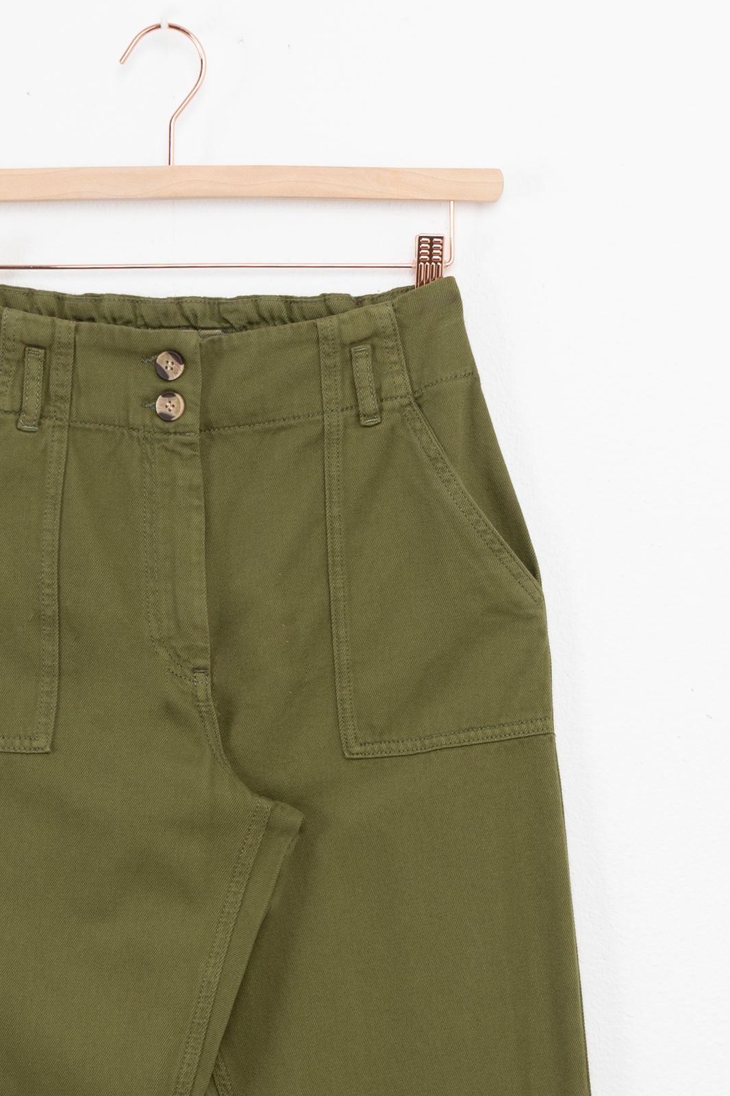 Donkergroene high waist straight leg broek