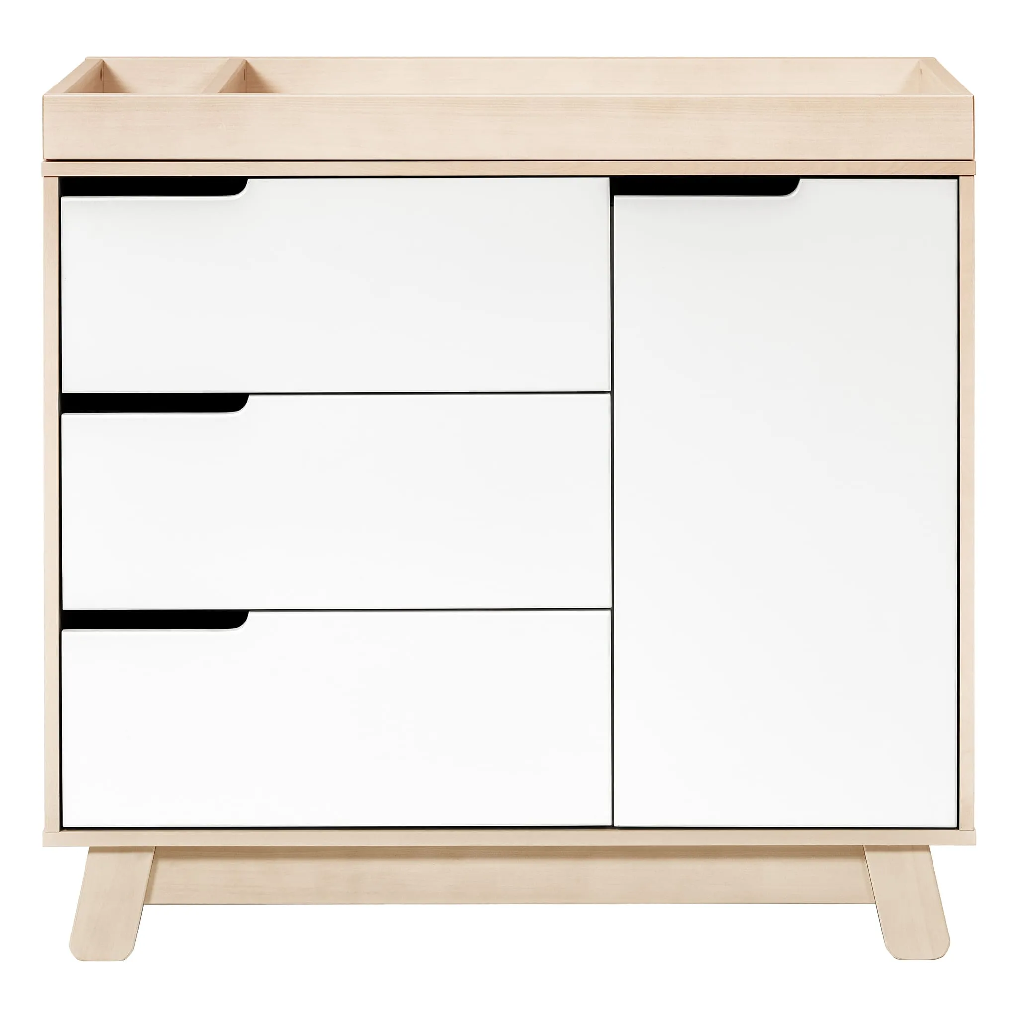 Babyletto Meuble à Langer à 3 Tiroirs Hudson avec Plateau Amovible - Naturel Lavé   Blanc