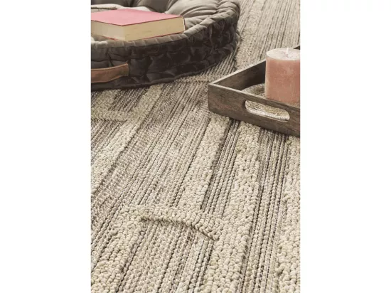 Tapis extérieur effet intérieur jute géométrique CASSIS 99 Beige 200*290