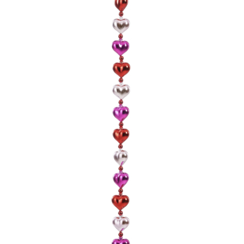 Kerstdecoratie verticale slinger hartjes roze 270 cm