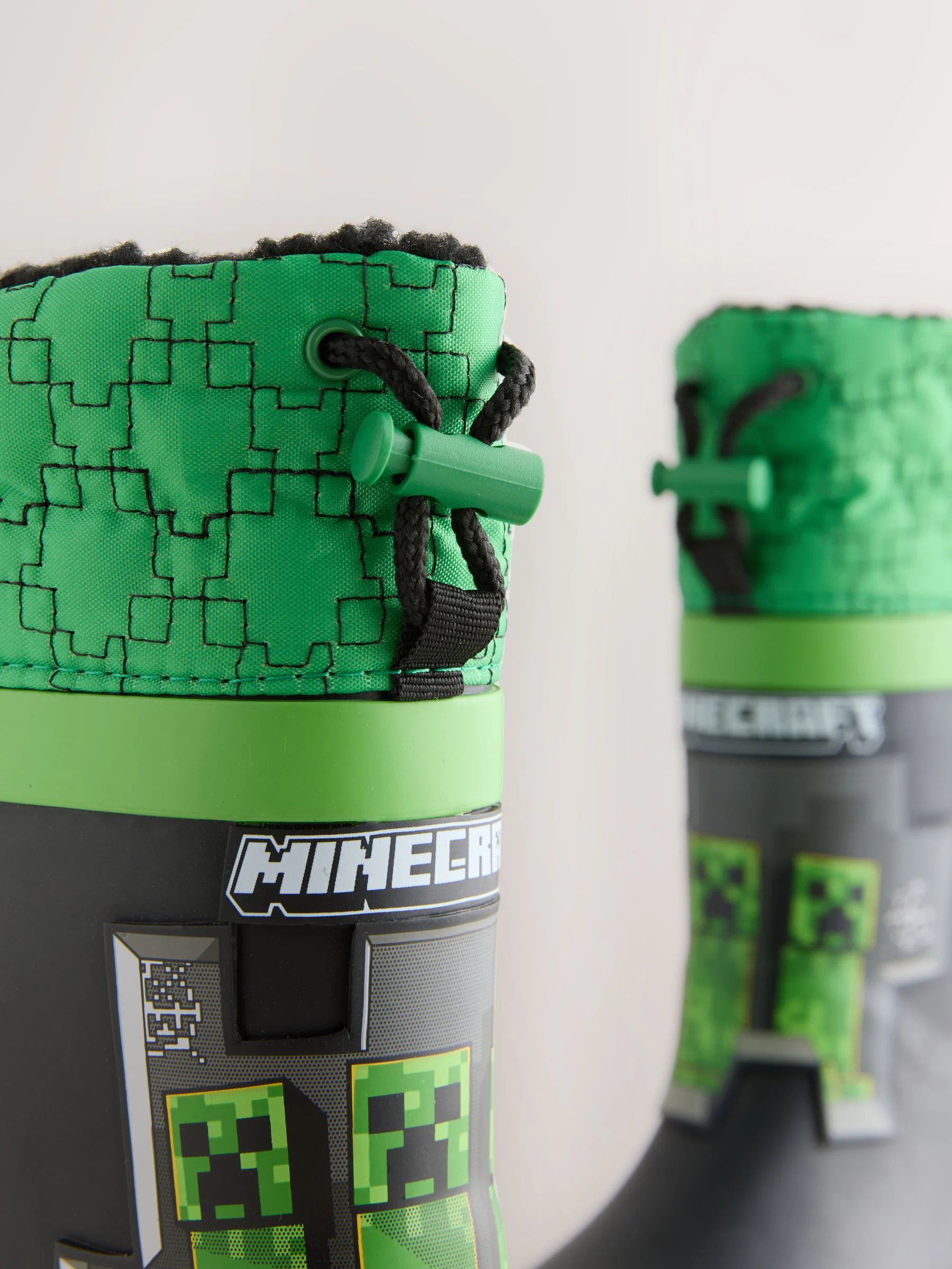 Zwart/groen - Minecraft Warm Lined Cuff Wellies