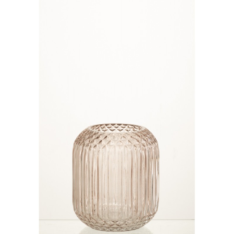 Vase en verre rose 15x15x16.5 cm
