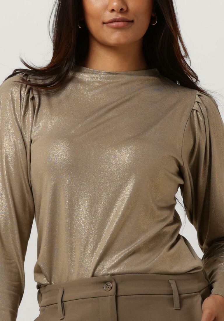 SUMMUM bruine summum  t-shirt metallic coated jersey