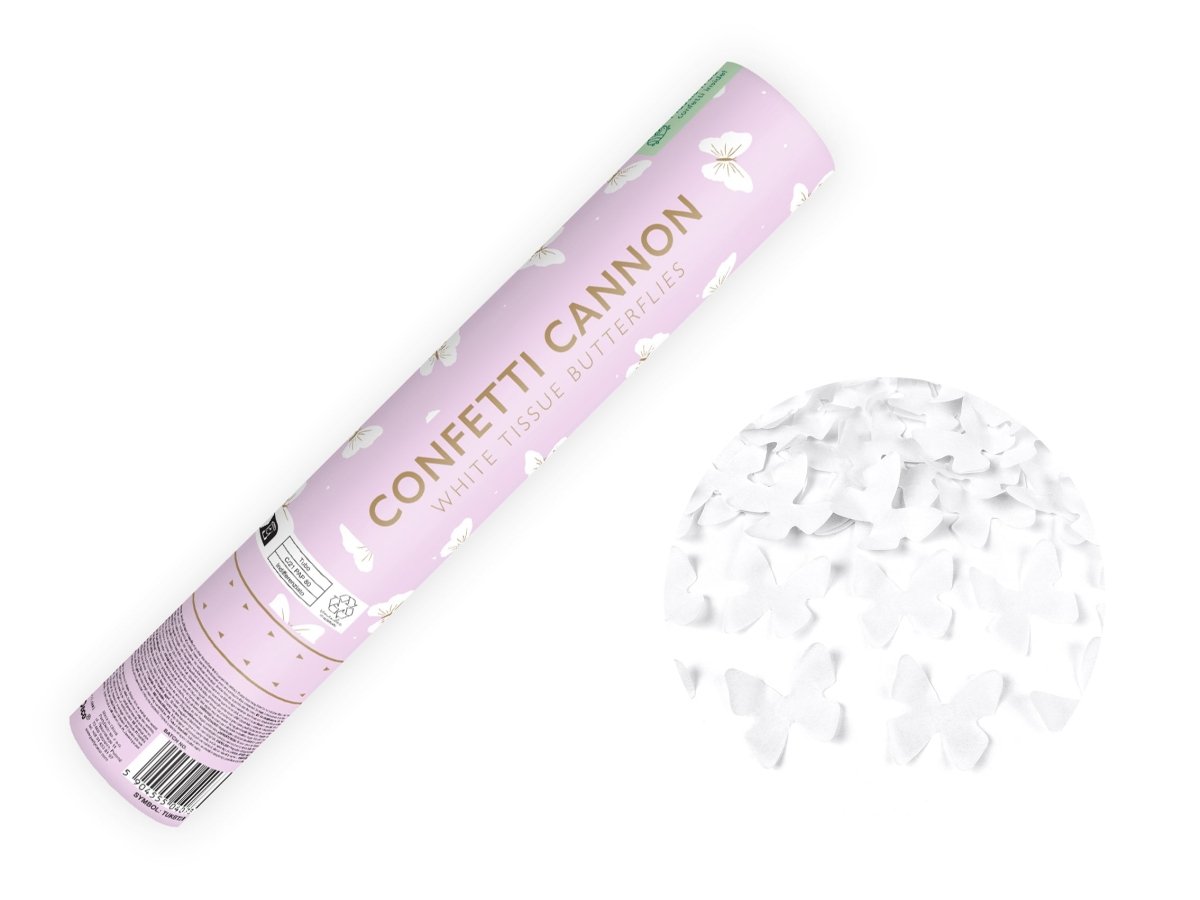 Vlinder Confetti Kanon Wit 28cm