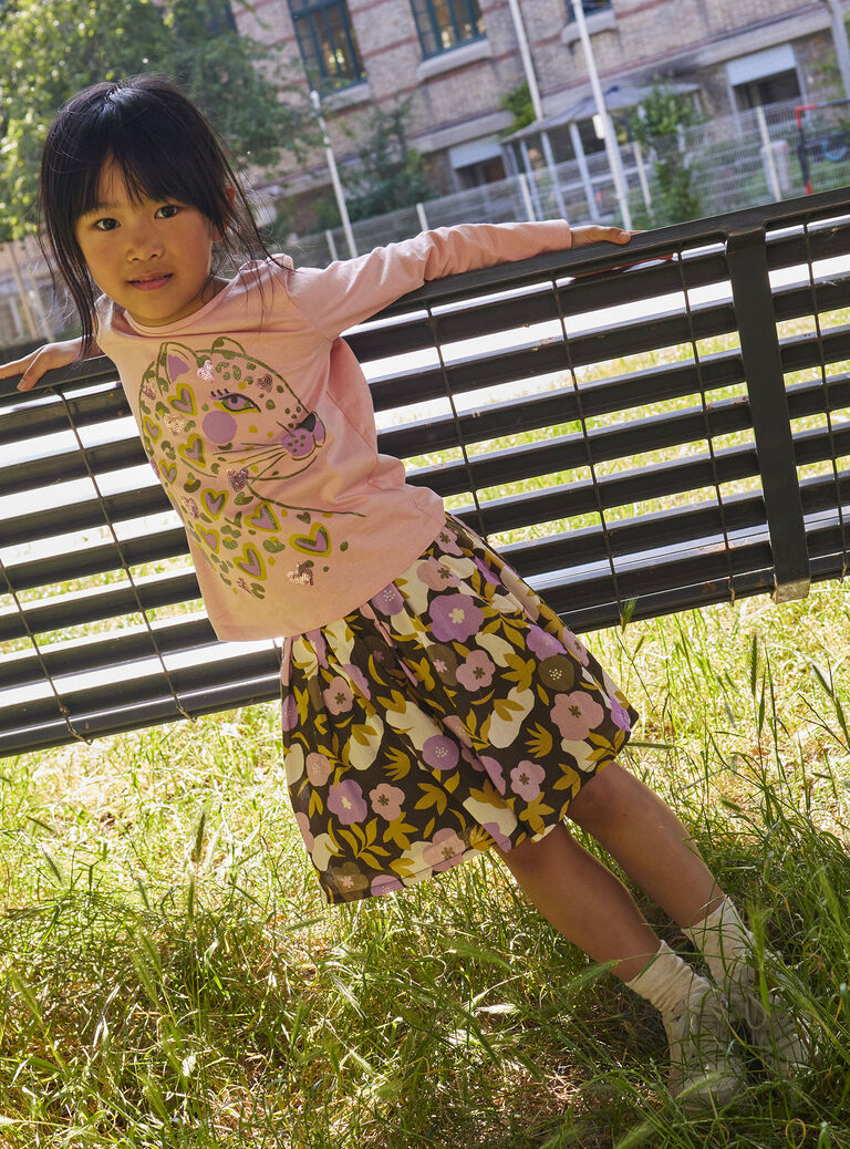 T-shirt parme à imprimé panthère fille