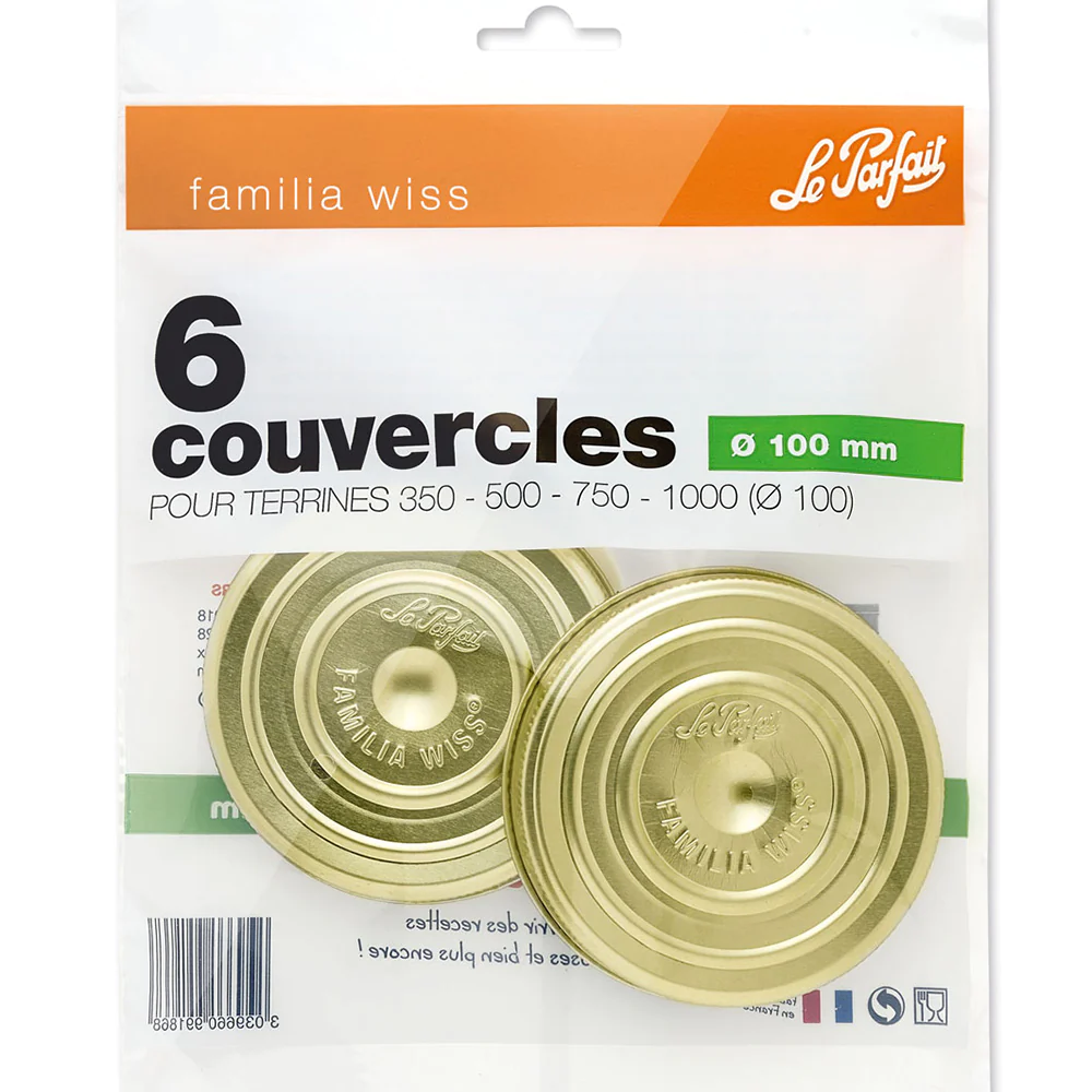 Sachet de 6 couvercles Familia Wiss 10 cm Le Parfait