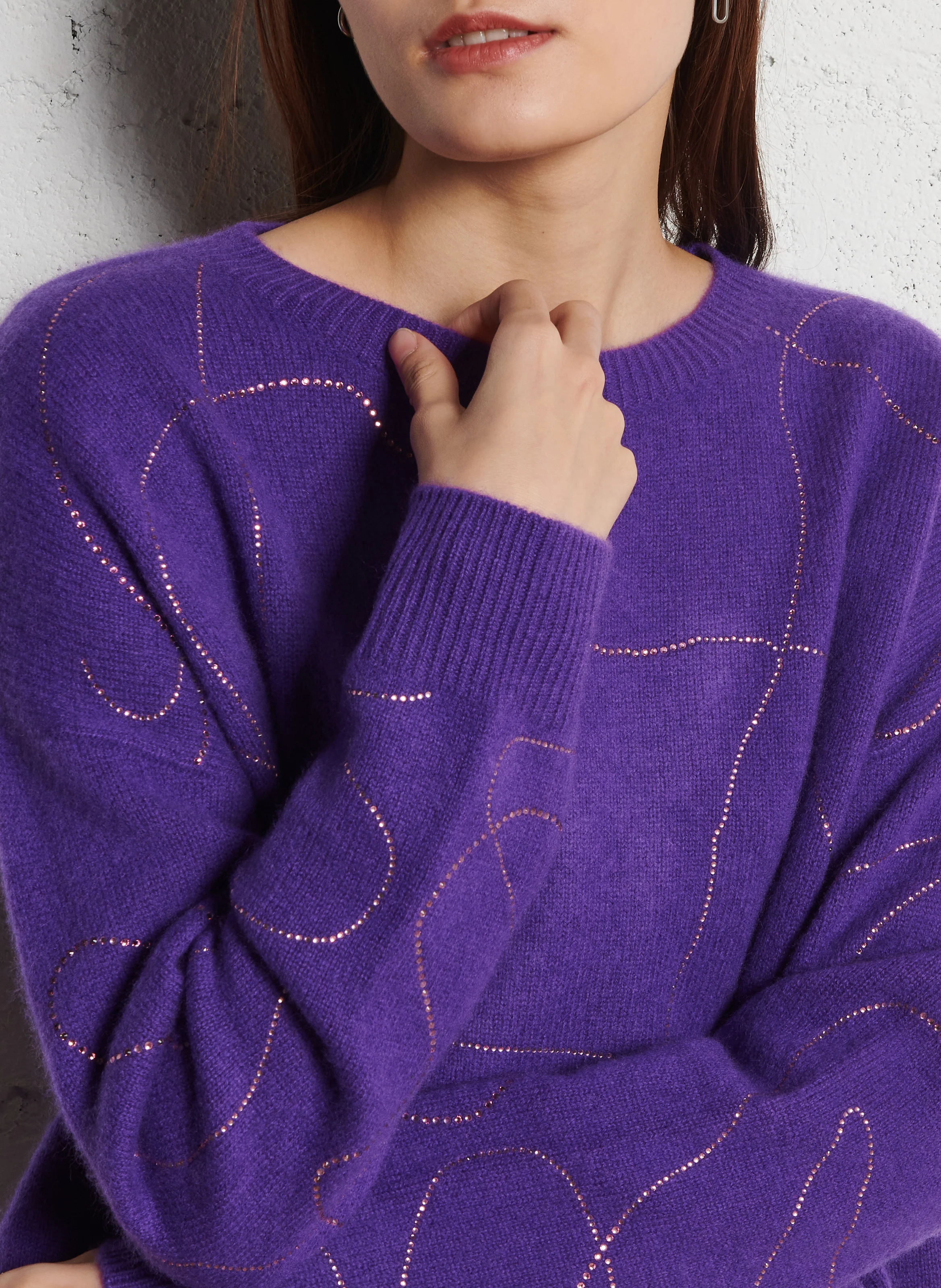 APOLLO - Pull droit à strass| Violet