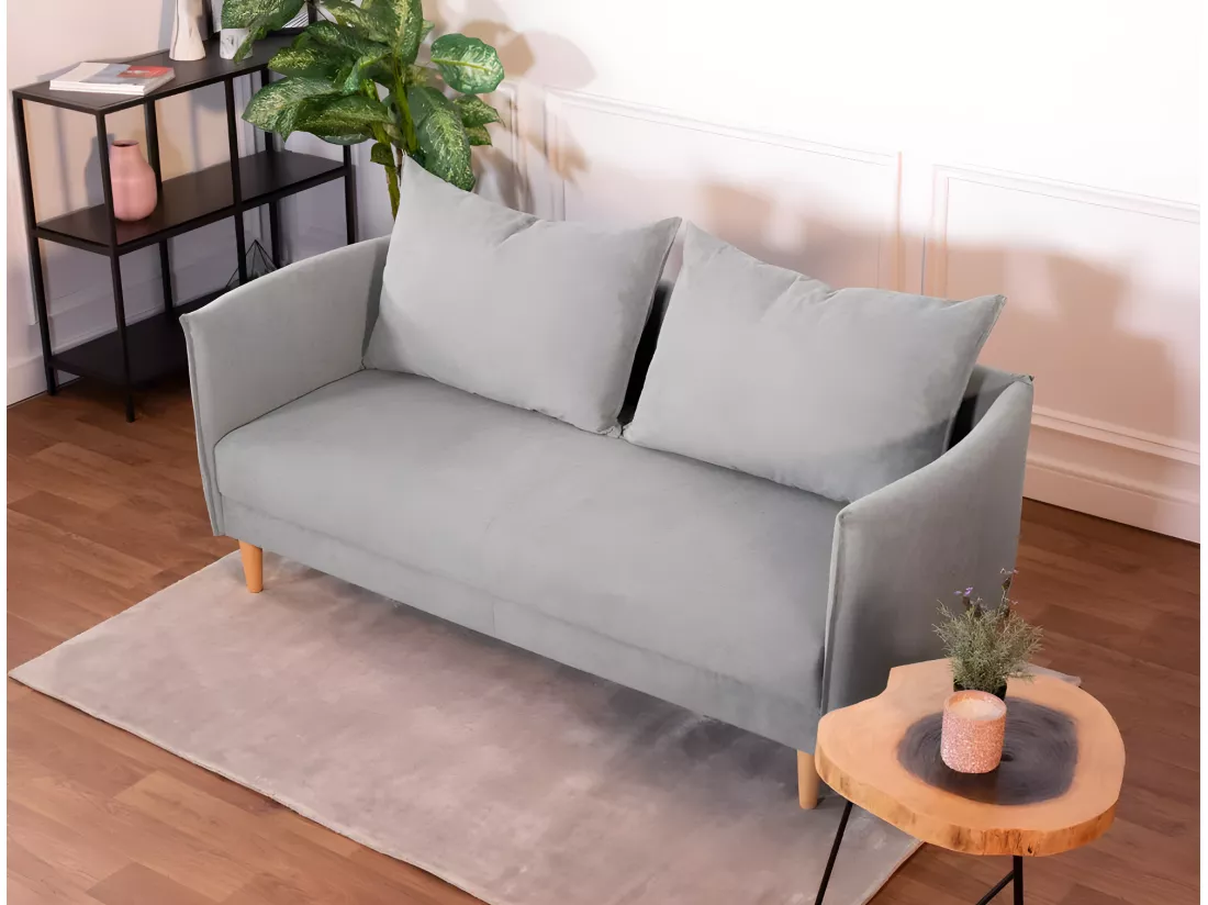 Canapé 3 places en polyester gris clair